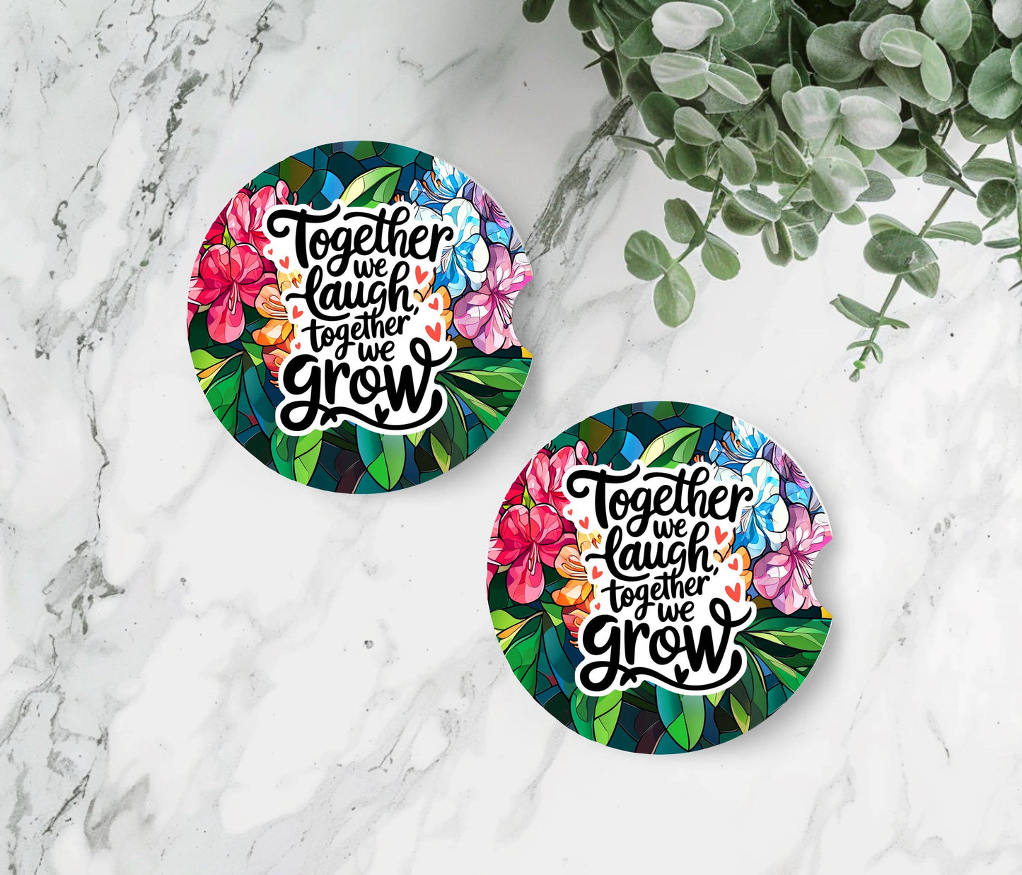 Positive Saying Car Coasters -Neoprene Set of 2