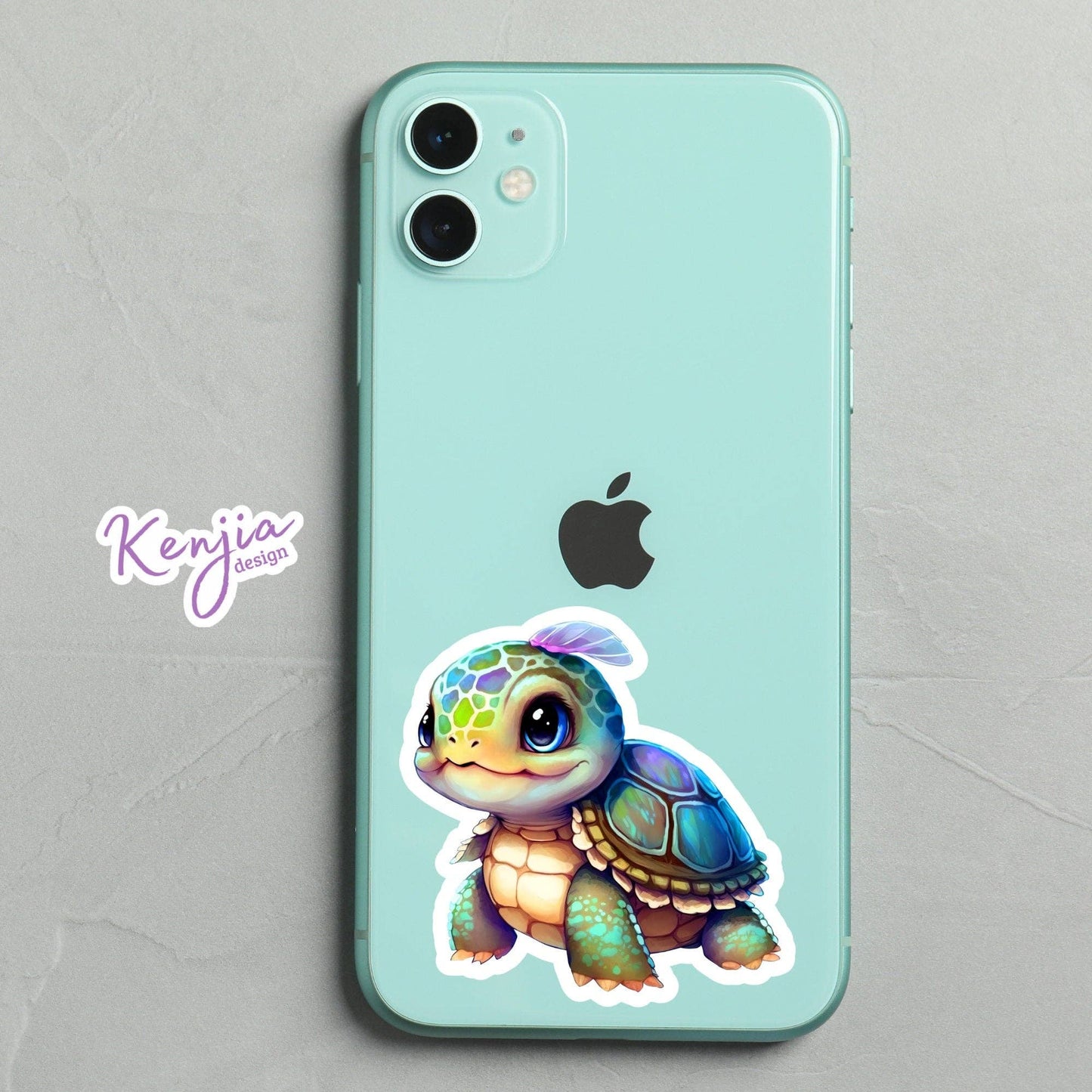Baby Turtle Sticker with watercolor effect / Waterproof: Waterproof Matte