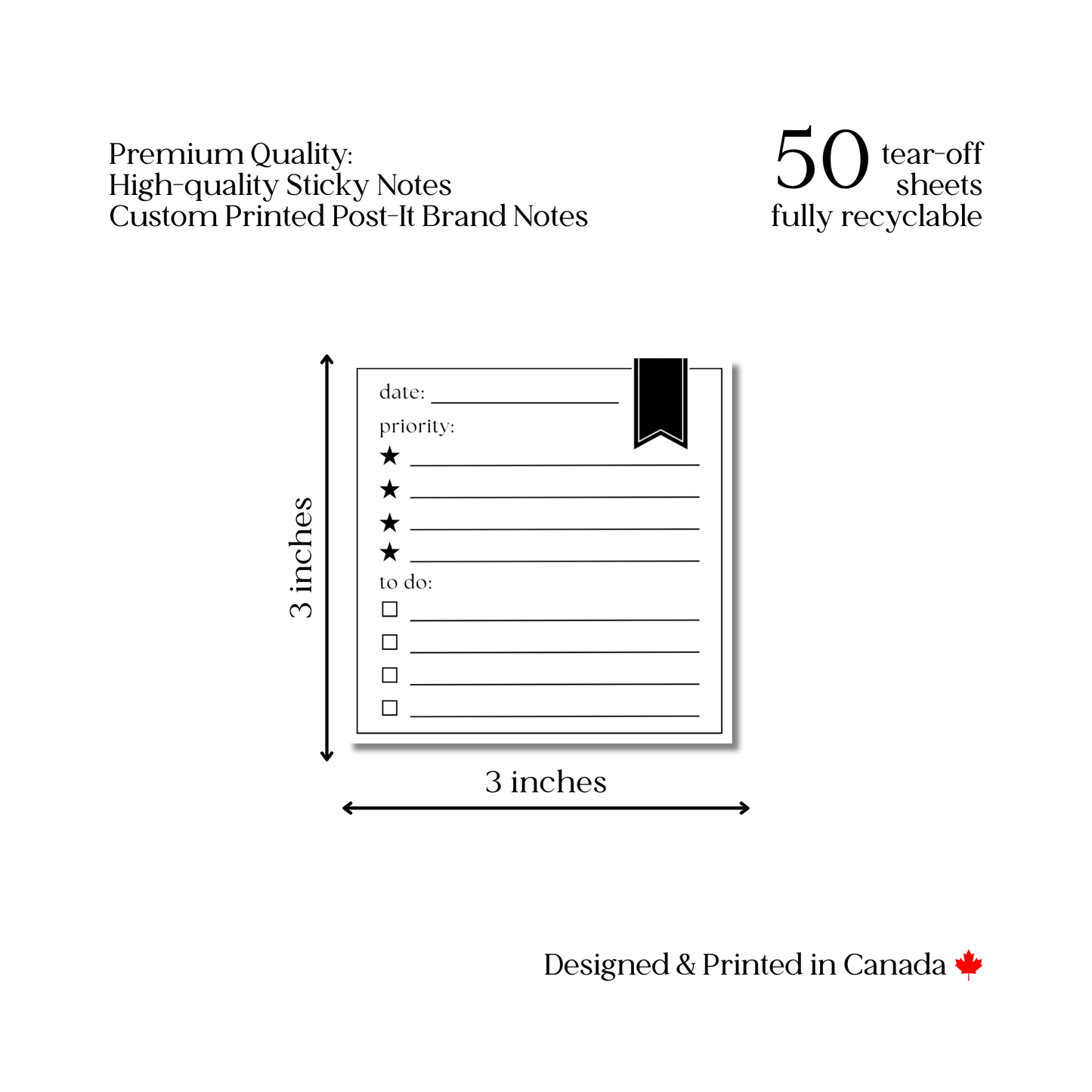 Daily To Do List & Priority Plan: 50 Sheet Post-It Notepad