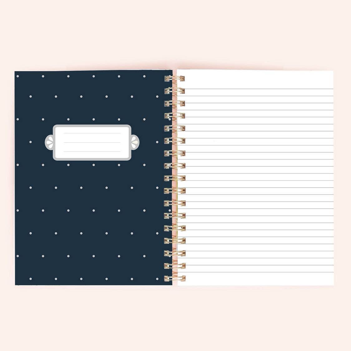 Navy Floral Spiral Notebook | 150 Lined Pages