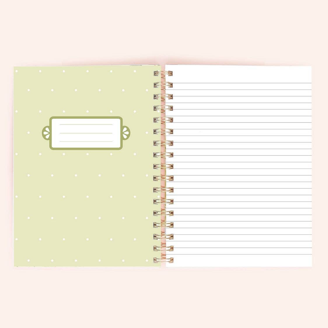 Green Florals Spiral Notebook | 150 Lined Pages
