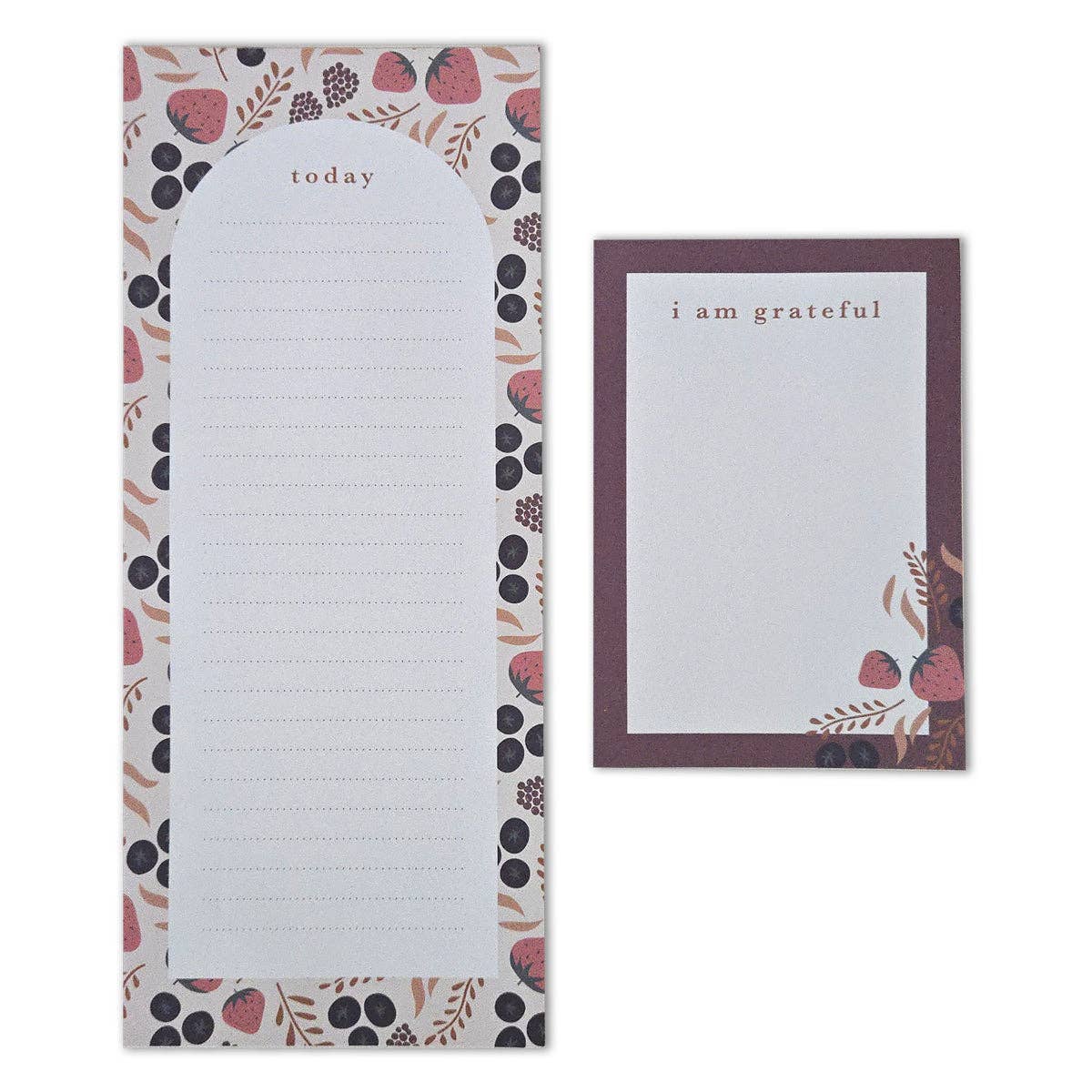 Fruity Floral "Today" & "I Am Grateful" Notepad Set — 2-Pack for Daily Planning