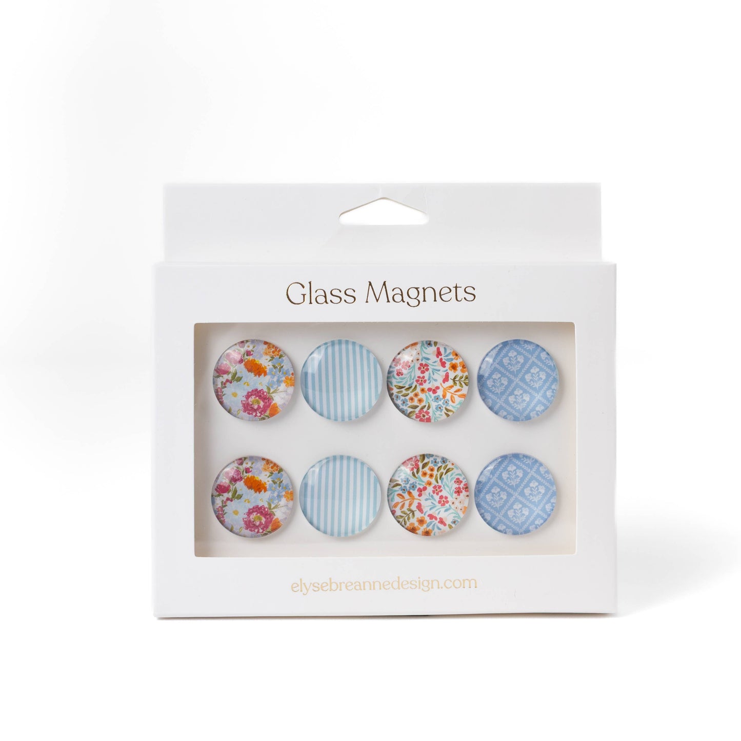 Glass Magnets, Box Set of 8 Floral Magnets: Winter Tones