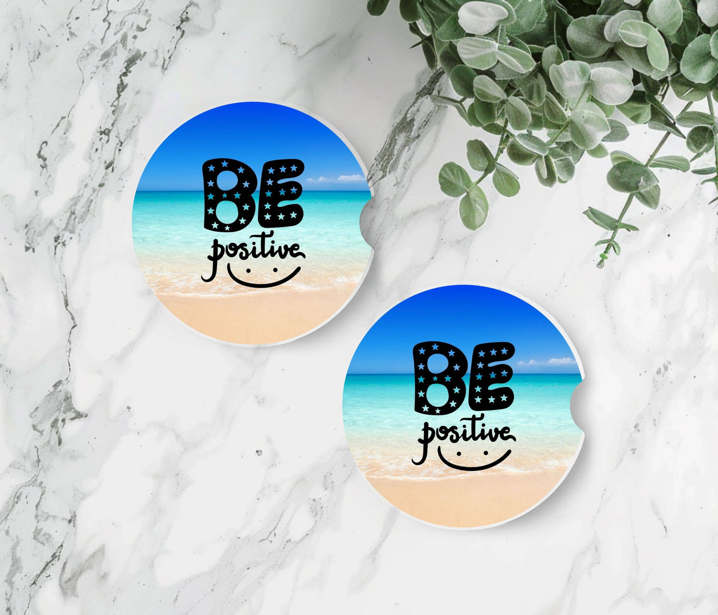 Be Positive Car Coasters - Neoprene Set of 2