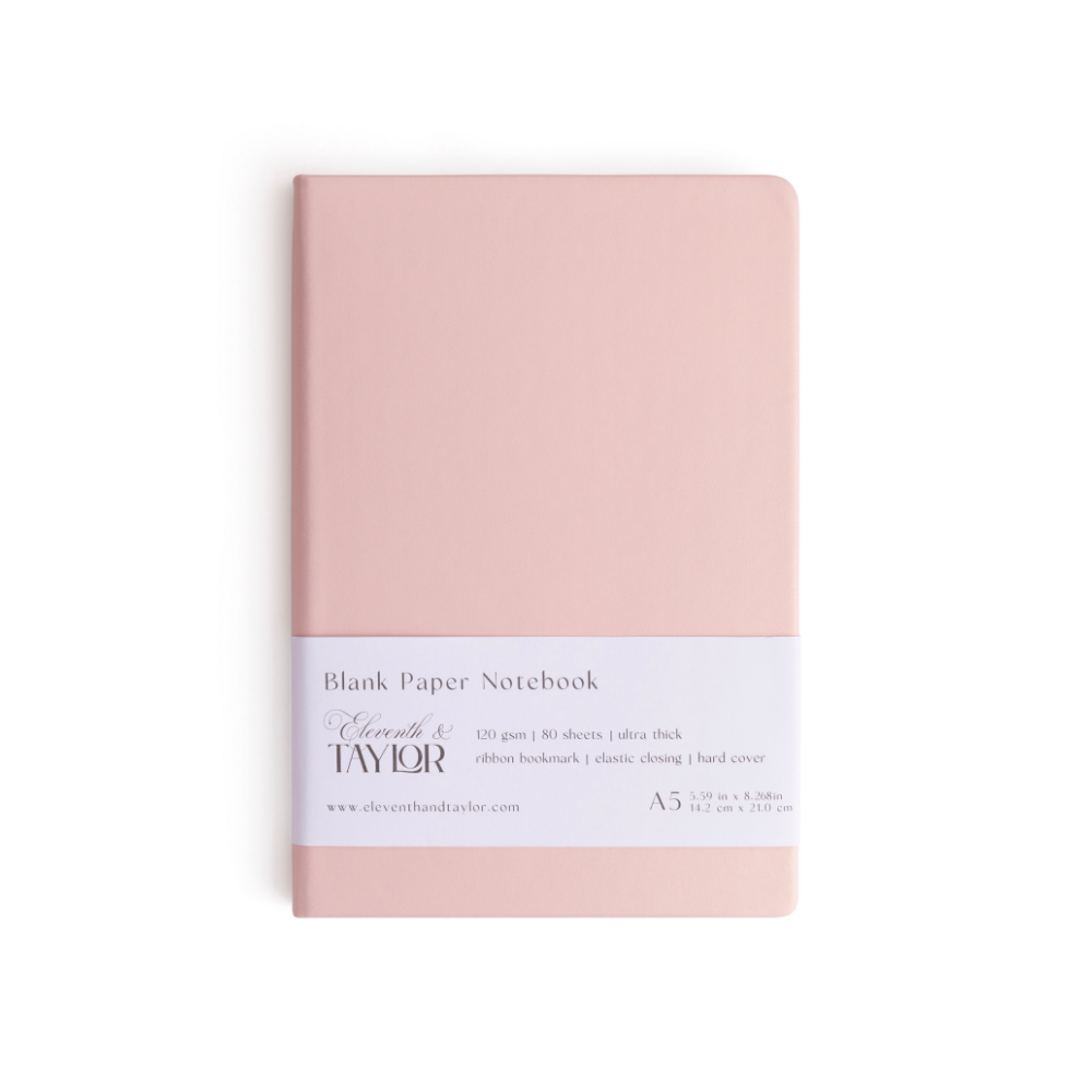 160 Page A5 Blank Journals: 120 GSM Thick Blank Card Stock: Black