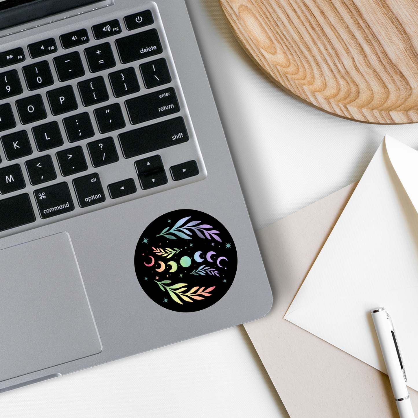 Rainbow Moon Phase | Celestial | Waterproof Sticker | 3"