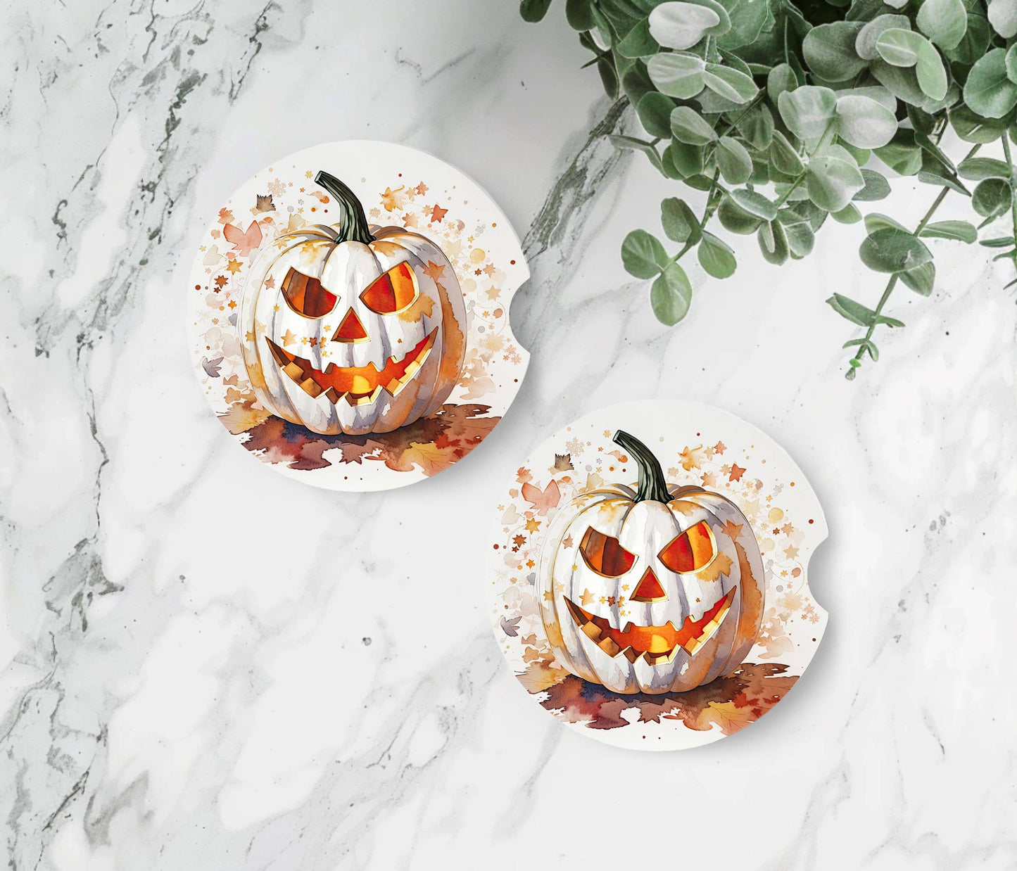 Pumpkin Halloween Car Coasters -Neoprene Set of 2