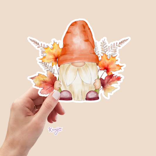 Cute Fall Halloween Gnome Stickers / Waterproof: Waterproof Matte
