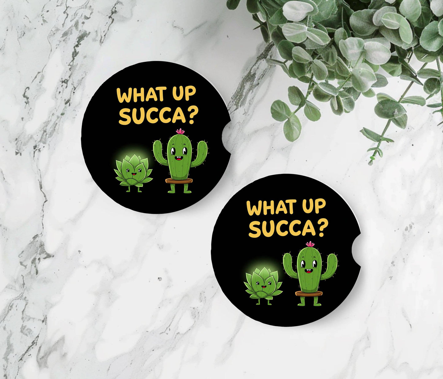 Funny Succulent Car Coasters - Neoprene Set of 2