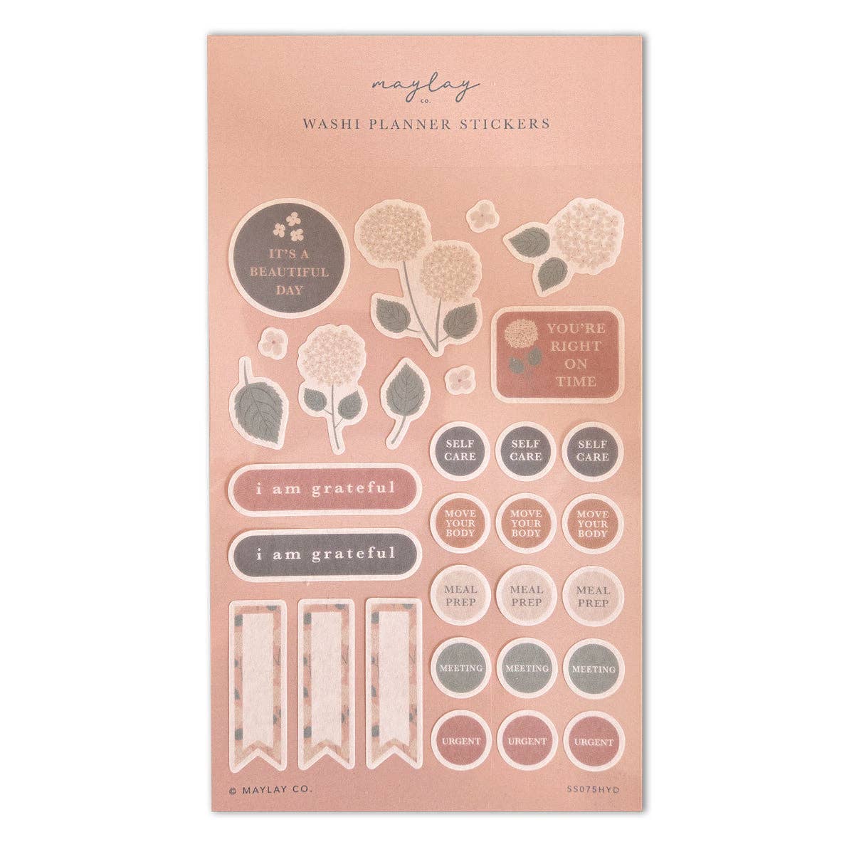 Hydrangeas Floral Washi Planner Stickers — Mindful Sticker Sheet for Planners, Journals & Bullet Journaling