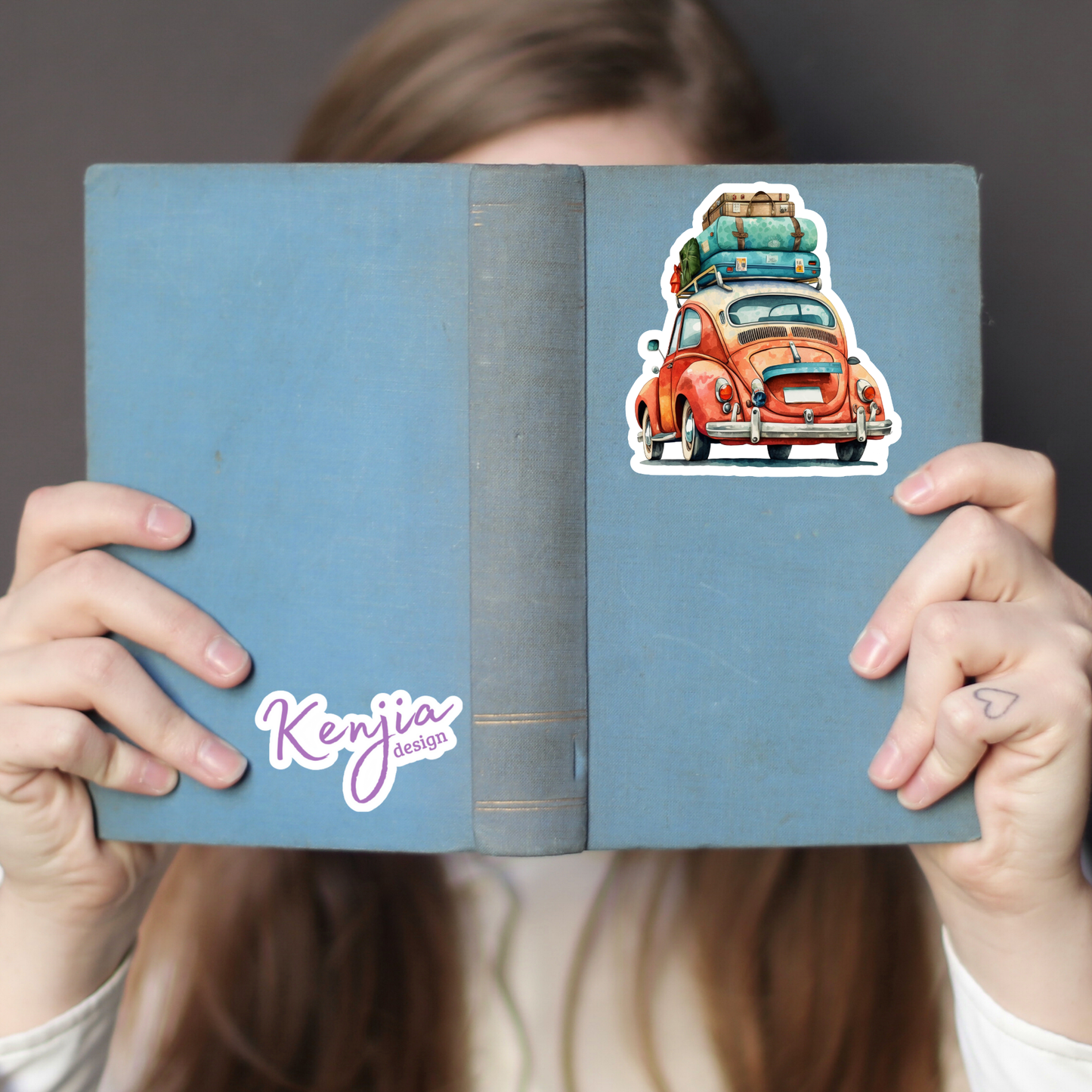 Cute handmade Traveling Car with Watercolor Effect: Waterproof Matte