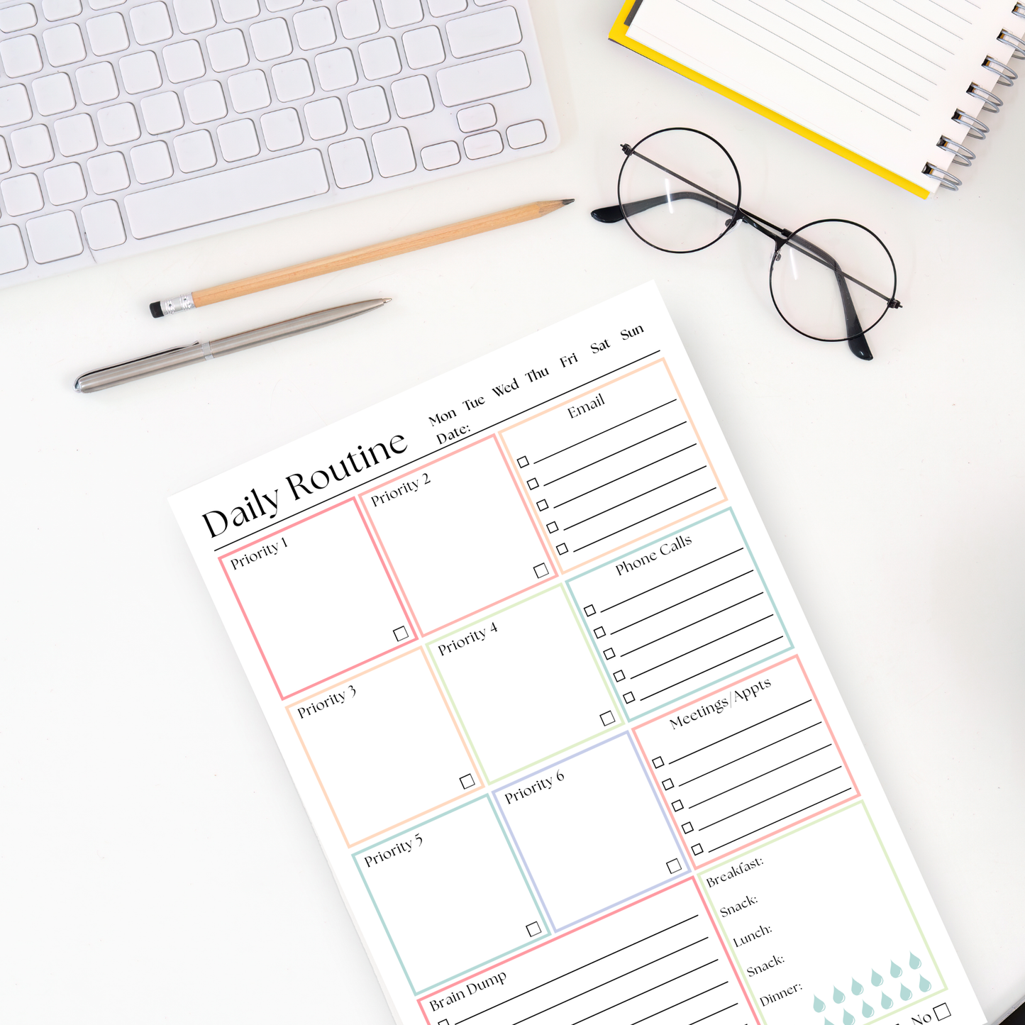 Daily Routine and Priority Planner: 50-Page Tear-Off Notepad
