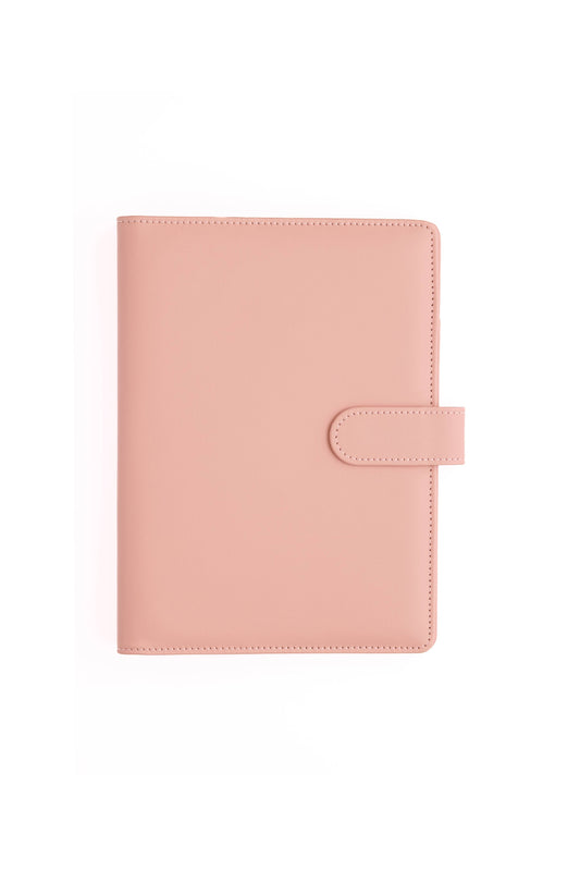 A5 Binder: 6 Hole with Elastic Pen Holder & Magnetic Closure: Pink rose