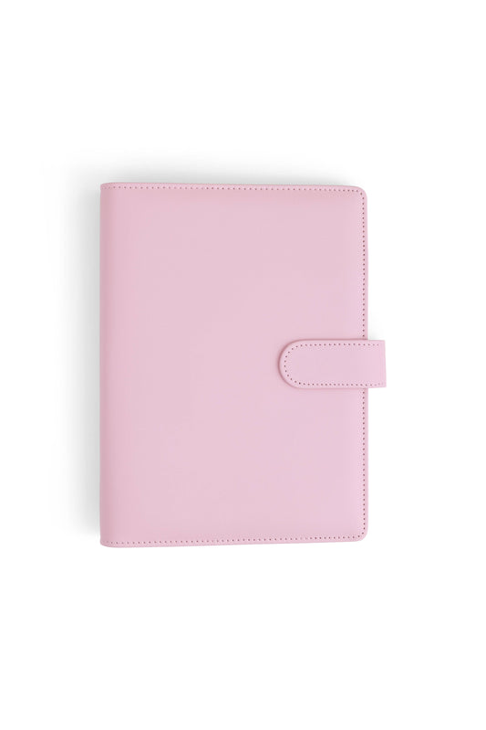A5 Binder: 6 Hole with Elastic Pen Holder & Magnetic Closure: Pink