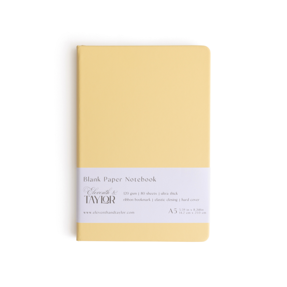 160 Page A5 Blank Journals: 120 GSM Thick Blank Card Stock: Yellow
