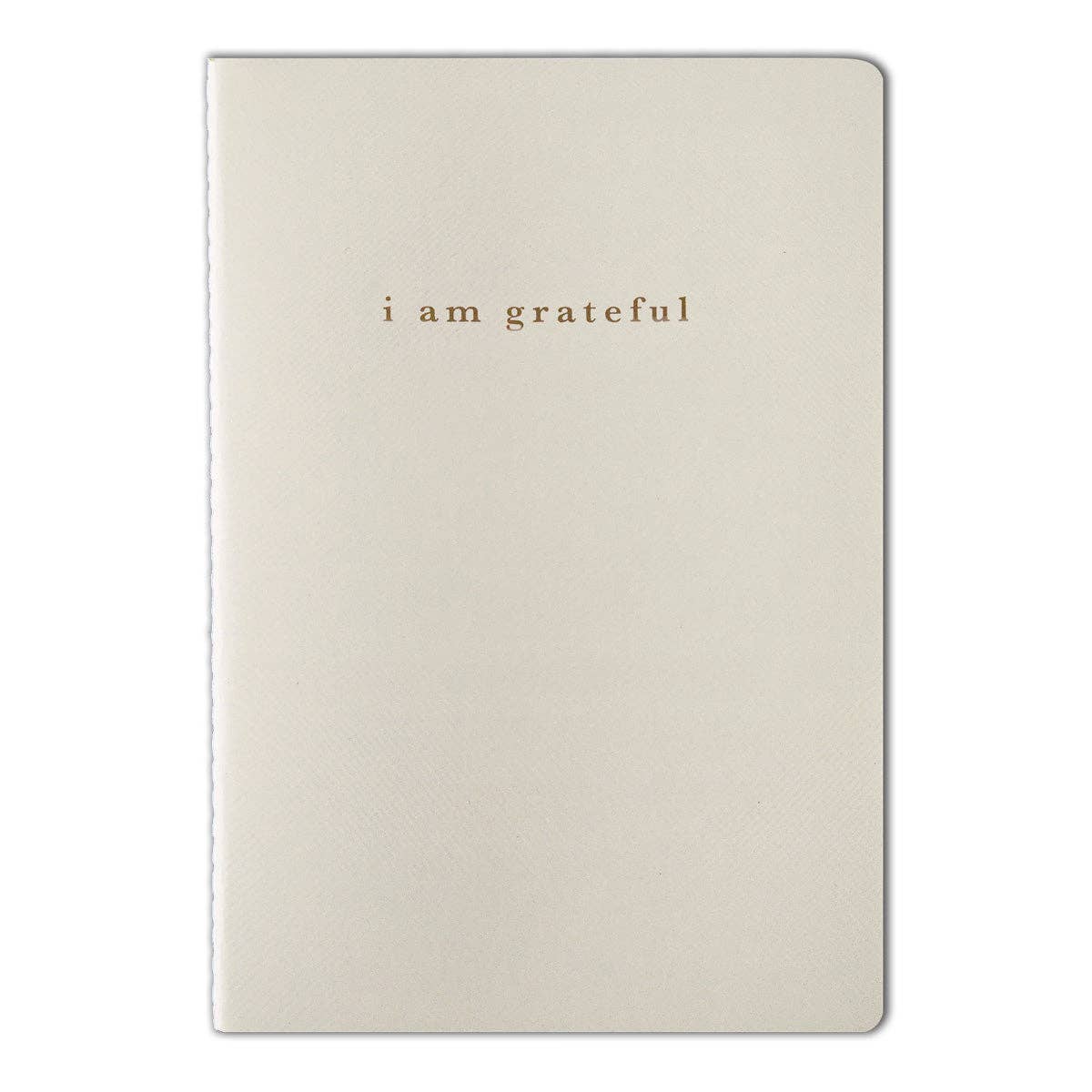 Cream "I Am Grateful" Jotter Notebook — Gold Foil with Dotted Grid Pages B6 Size