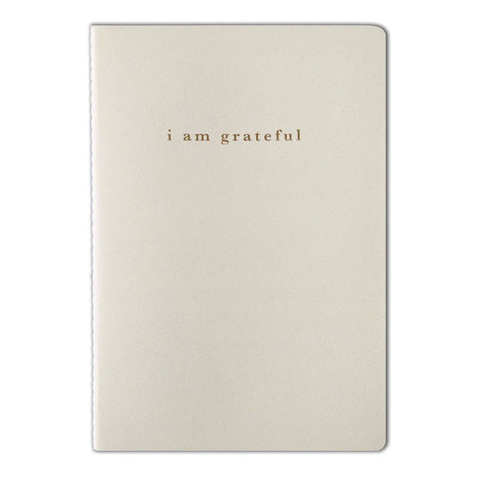 Cream "I Am Grateful" Jotter Notebook — Gold Foil with Dotted Grid Pages B6 Size