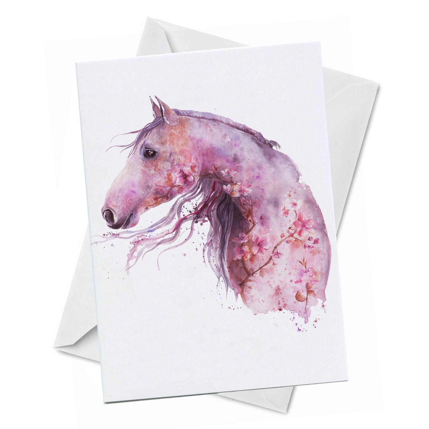 Greeting Card - Majesty - Beautiful Horse and Blossoms