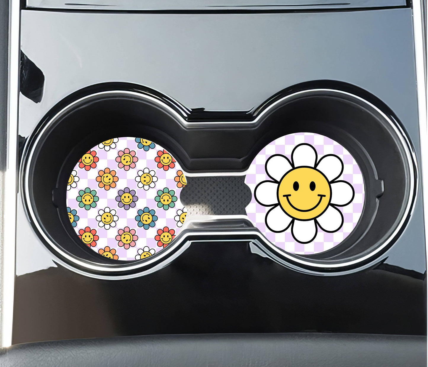 Daisy Car Coasters - Neoprene Set of 2