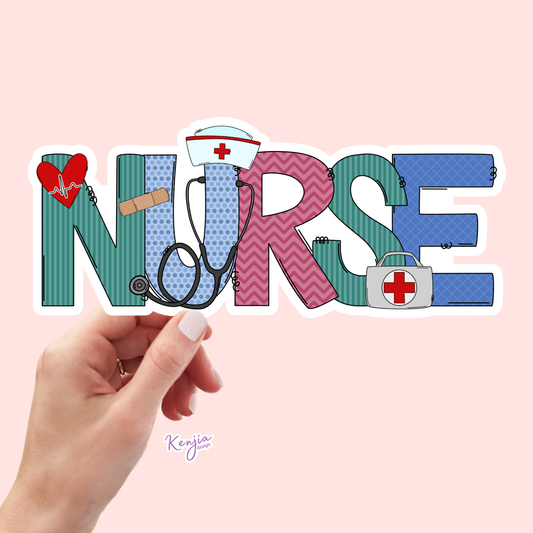 Colorful Nurse Words, Nurse Stickers, Medical and Healthcare: Waterproof Matte