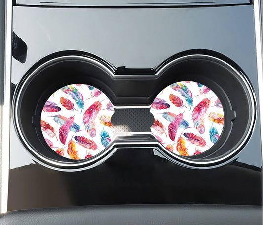 Feather Car Coasters - Neoprene Set of 2