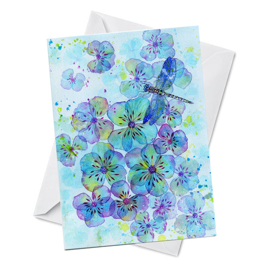 Greeting Card - Petal Carpet - Watercolour Flowers Dragonfly