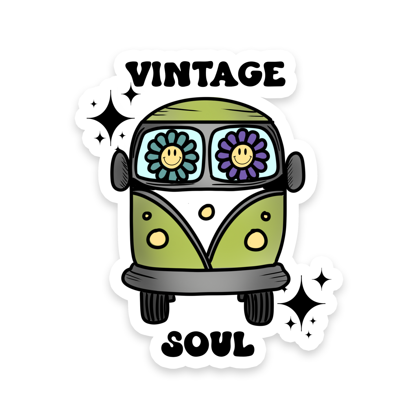 Vintage Soul | Retro | Hippie | Waterproof Sticker | 3.2"