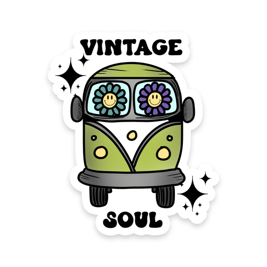 Vintage Soul | Retro | Hippie | Waterproof Sticker | 3.2"