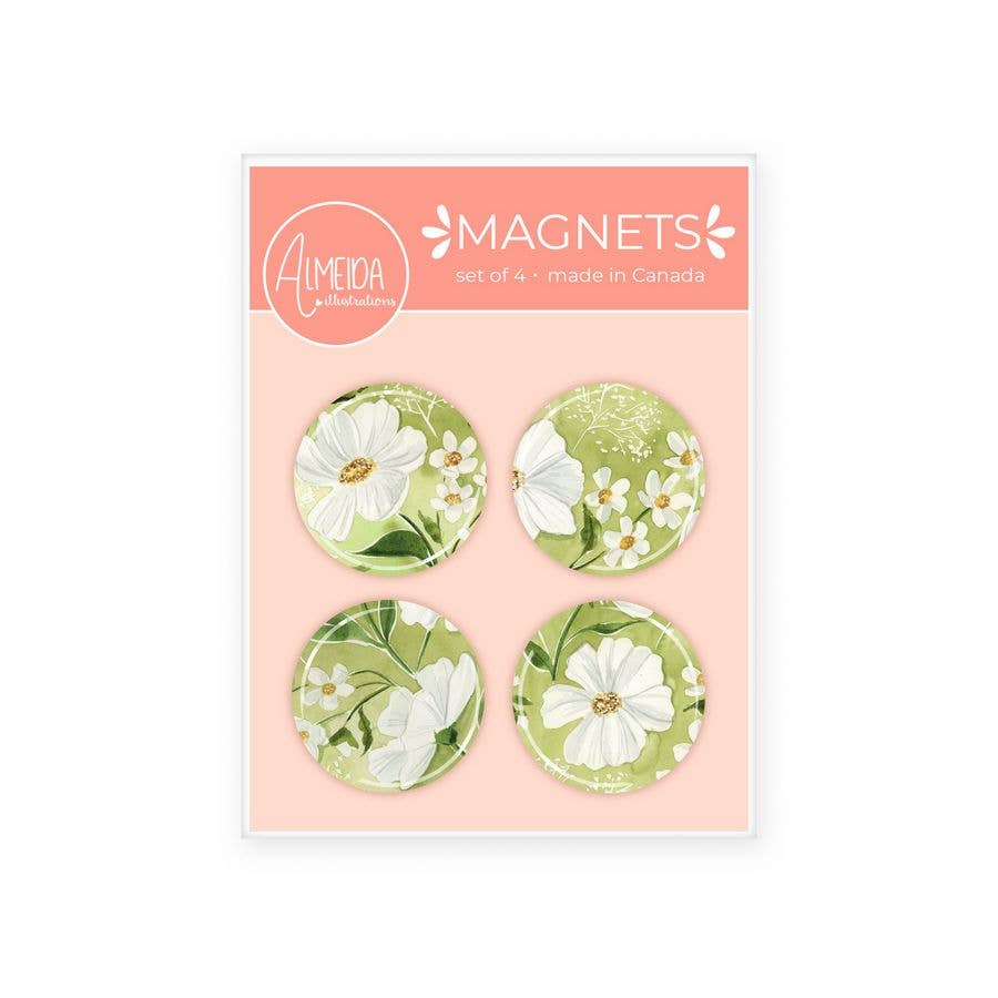 Green Florals Magnet Set