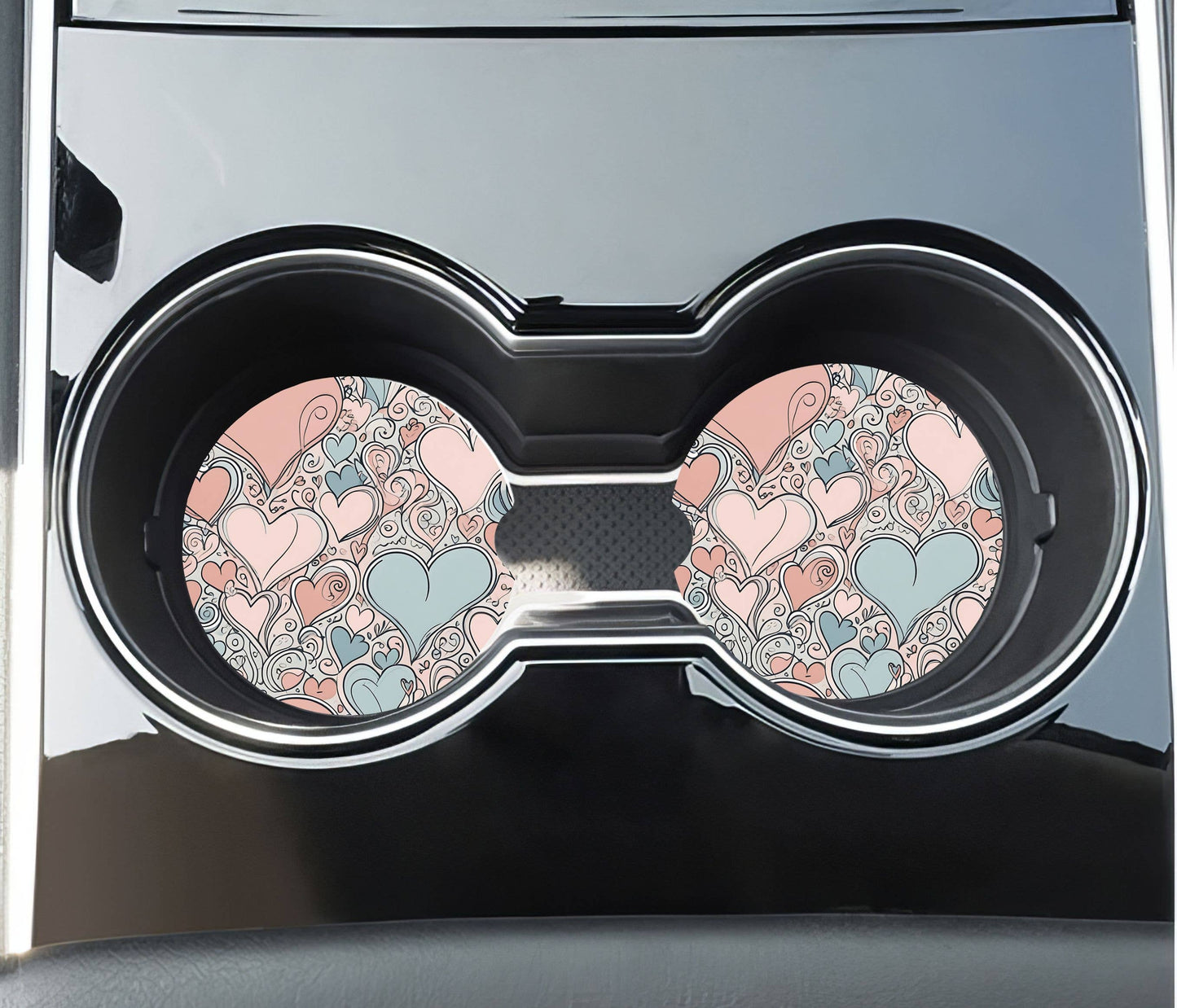 Pastel Hearts Car Coasters -Neoprene Set of 2