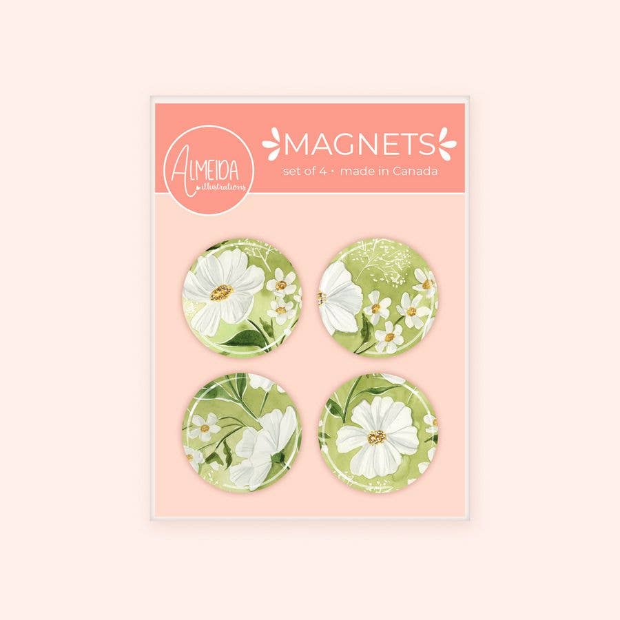 Green Florals Magnet Set