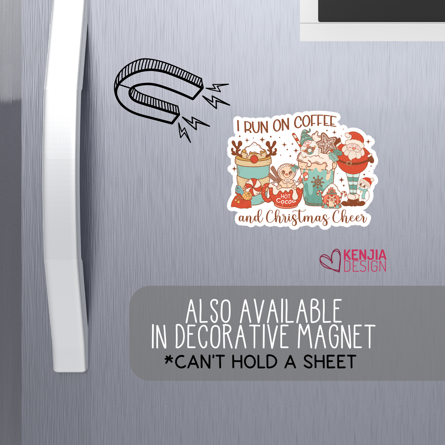 I Run on Coffee and Christmas Cheers: Matte / 3'' Stickers