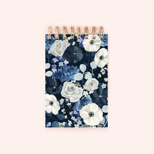 Navy Floral Spiral Notepad | 150 Lined Pages