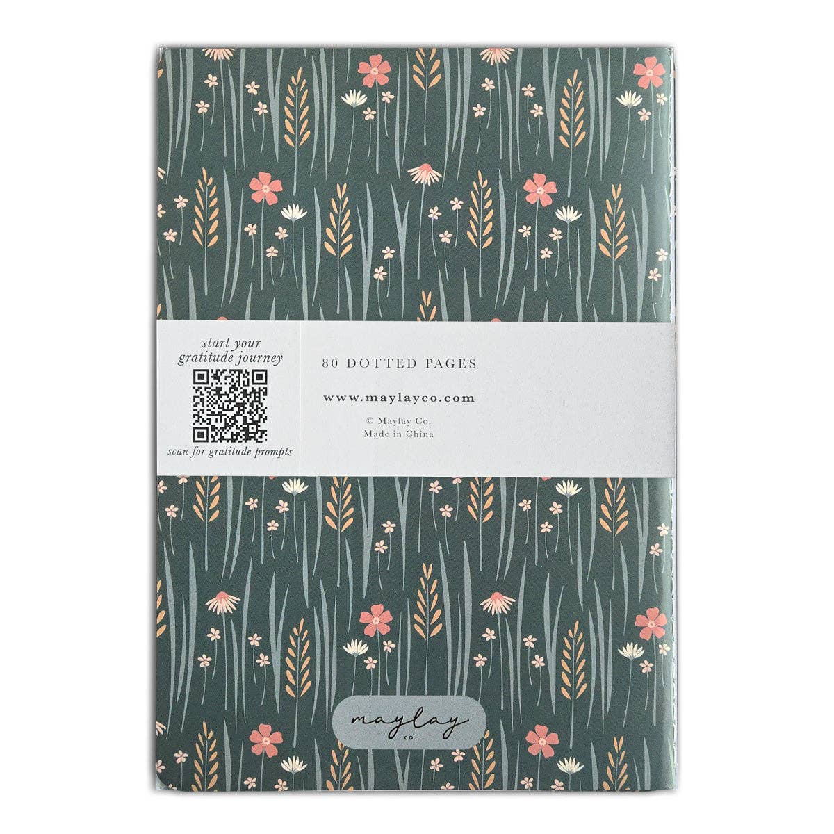 Wildflowers Floral "I Am Grateful" Jotter Notebook — Gold Foil with Dotted Grid Pages B6 Size