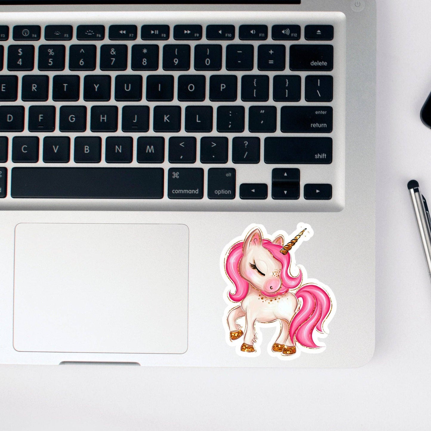 Pink Unicorn Cute Sticker with Closed Eyes / Waterproof: Waterproof Matte