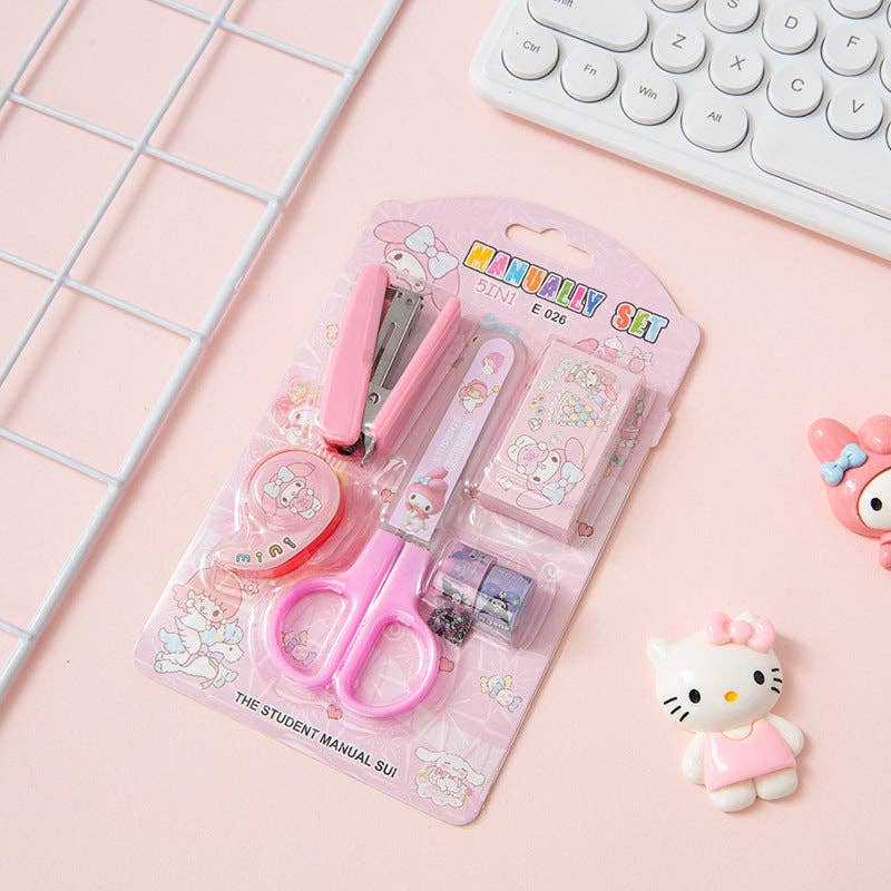 Sanrio stationery set stapler scissors&tape set student supplies: Sanrio stationery set