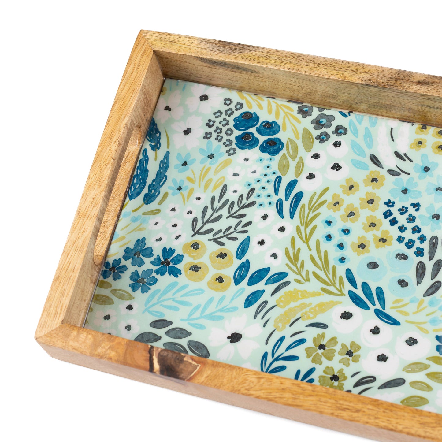 Waterfall Floral Mango Wood Tray