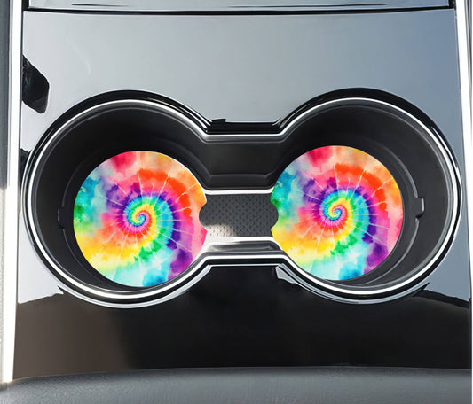 Tie Dye Car Coasters -Neoprene Set of 2