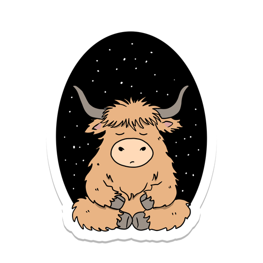 Yoga Highland Cow | Mindful | Waterproof Sticker | 3"