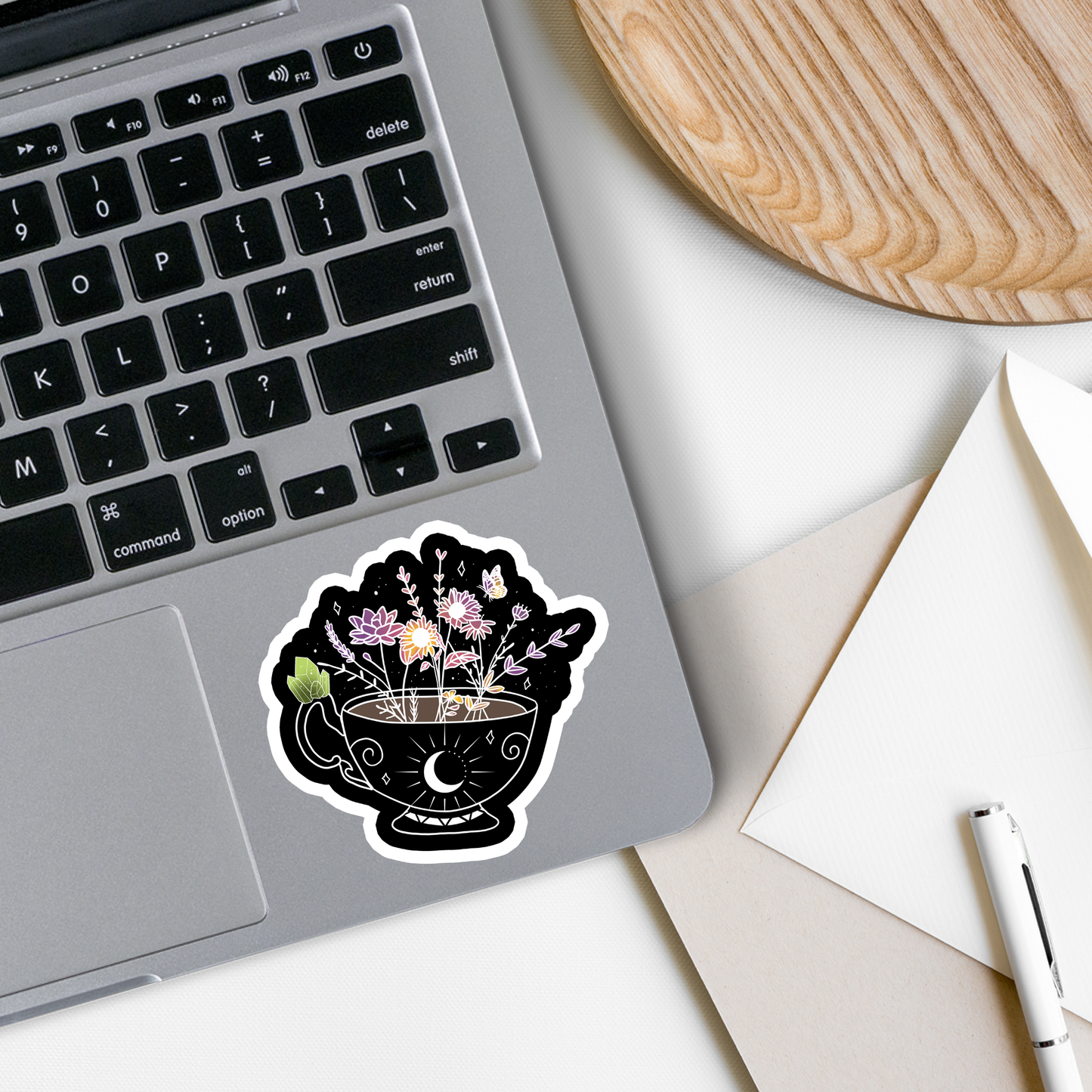 Tea Cup | Flowers | Witch | Waterproof Vinyl Sticker | 2.5"