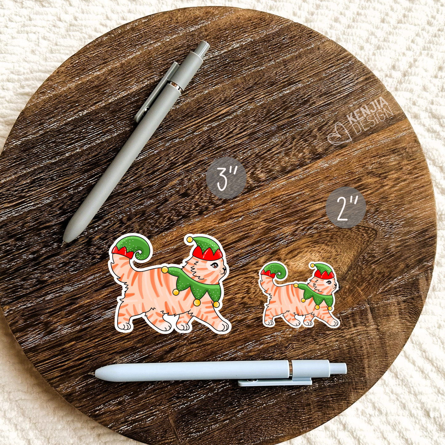 Christmas Cat Stickers / Cat Lover Gift / Kitten Holiday: Matte Stickers 3''