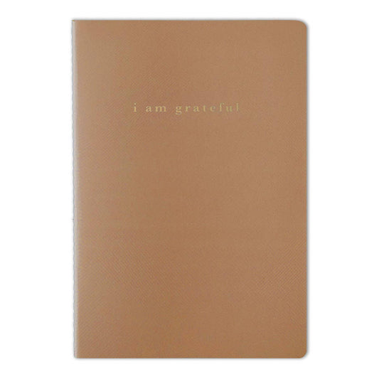Brown "I Am Grateful" Jotter Notebook — Gold Foil with Dotted Grid Pages B6 Size