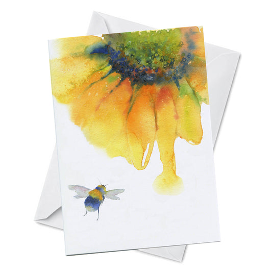 Greeting Card - Nectar - Watercolour Sunflower Bee