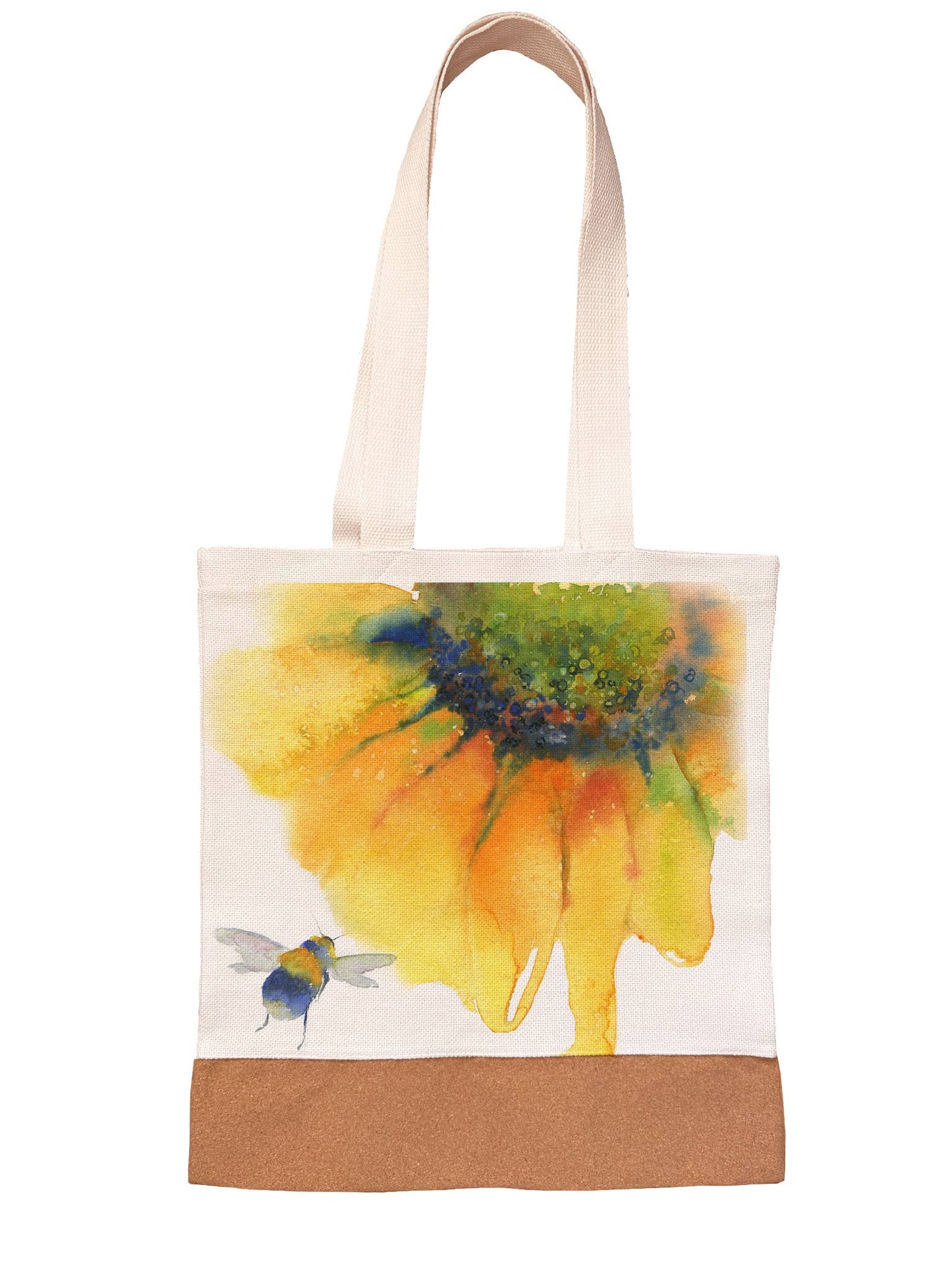 Linen/Canvas Tote Bag - Nectar - Sunflower Bee