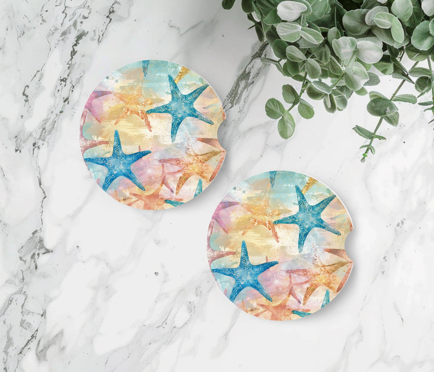 Starfish Car Coasters -Neoprene Set of 2