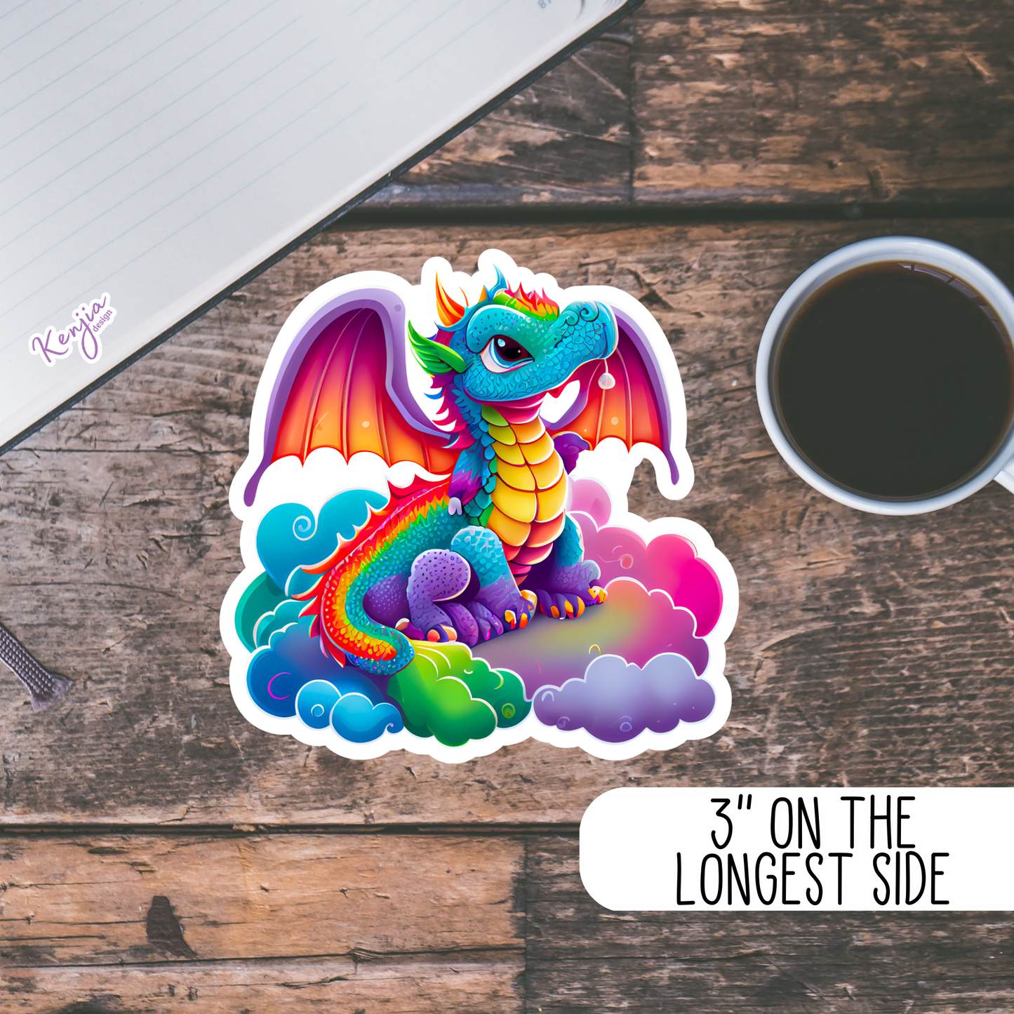 Rainbow Colorful Dragon Stickers / Waterproof: Waterproof Matte