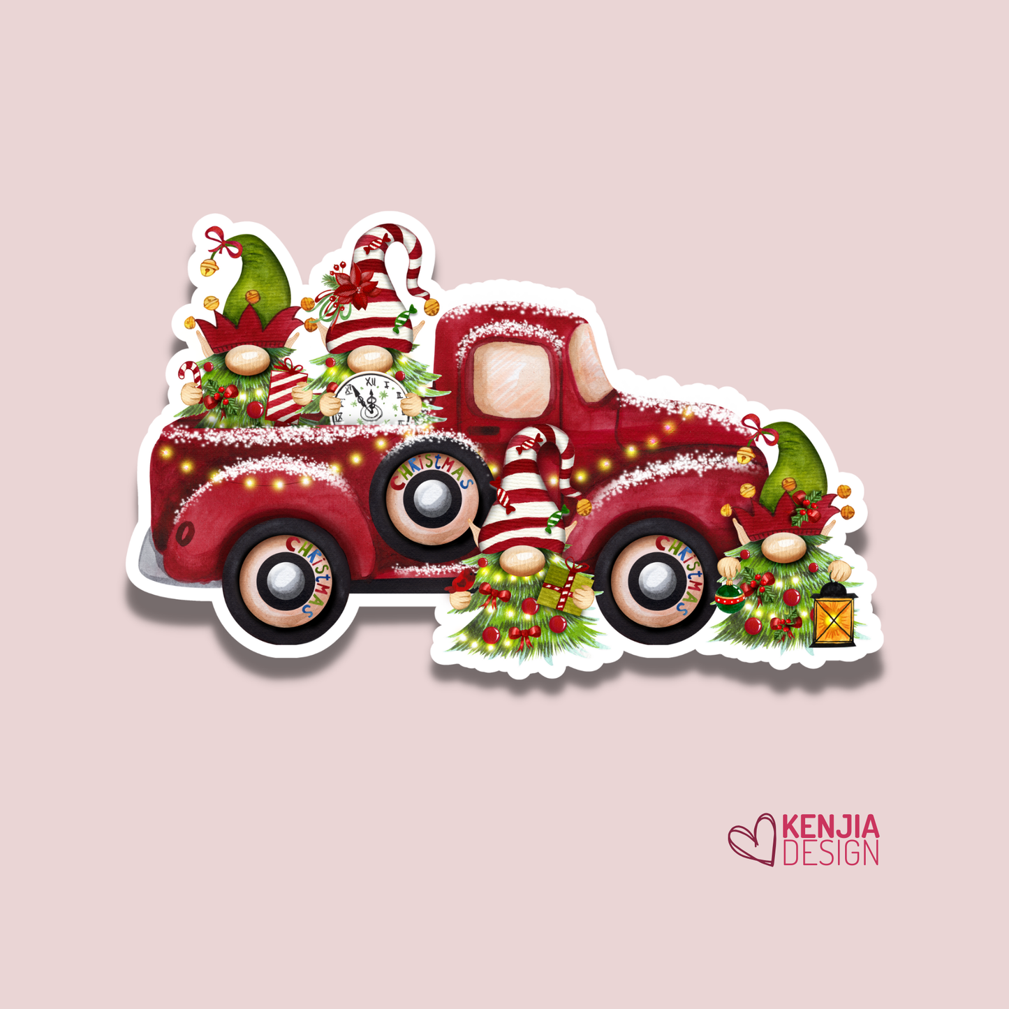 12 Days of Christmas Gnome Truck Stickers: Matte / 3'' Stickers