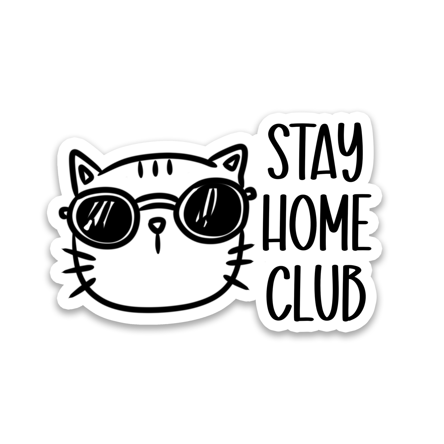 Cat | Stay Home Club | Introvert | Waterproof Sticker | 3"