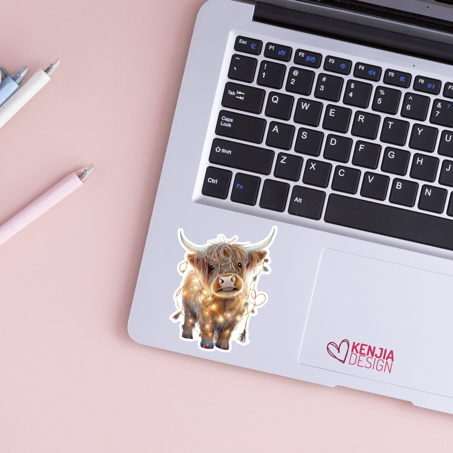 Cute Christmas Highland Cow Stickers / Farm Animal Lover: Matte Stickers 2''