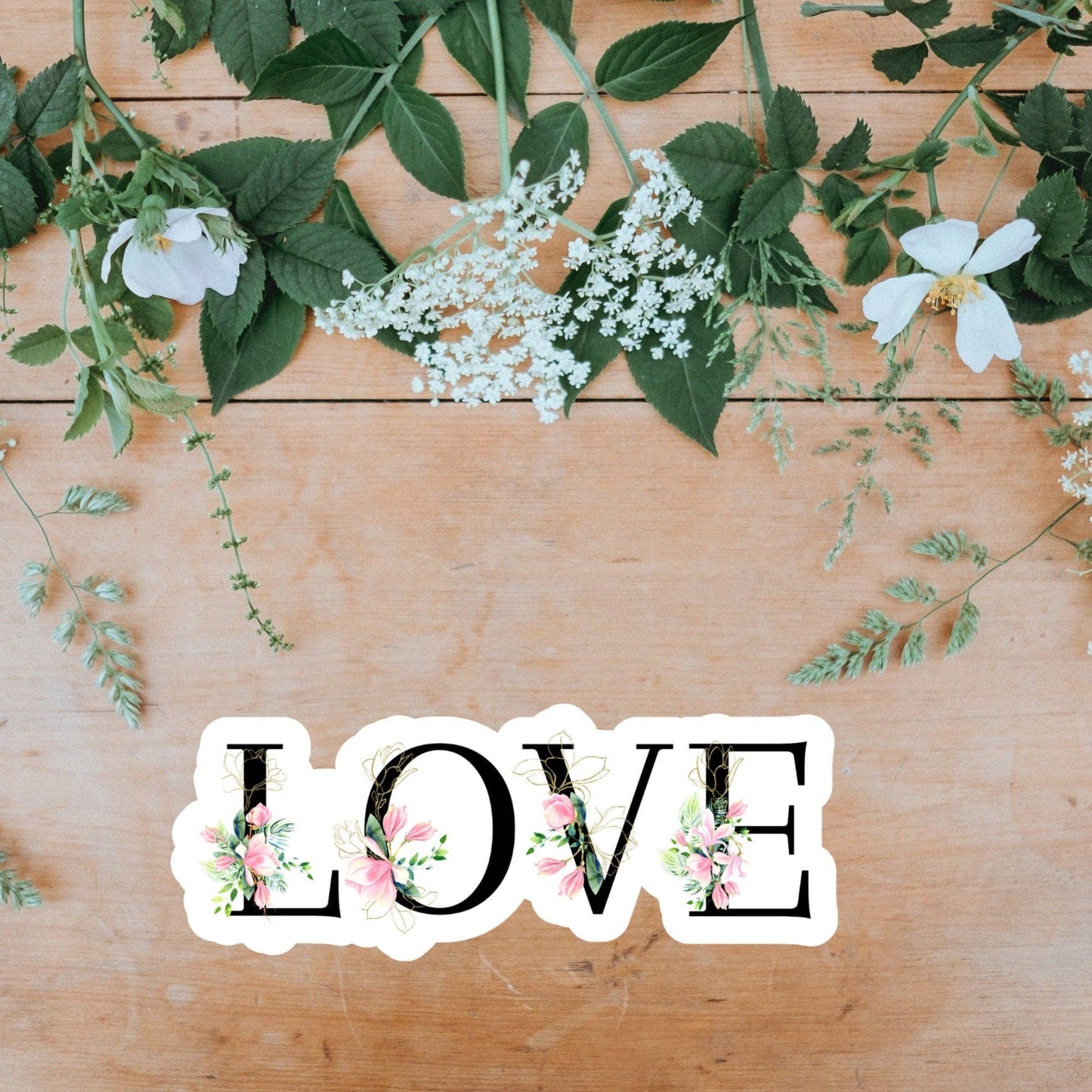 Valentine Love Sticker, Magnolia Floral / Waterproof: Waterproof Matte